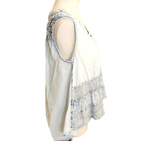 WOMENS Rachel Zoe light chambray embroidered tank top size Small. - Picture 5 of 14